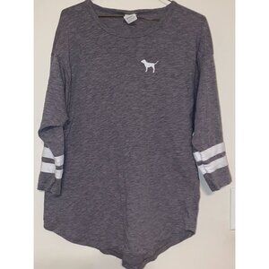VS PINK Victoria's Secret Gray PINK Nation Long Sleeve T-Shirt Size Medium